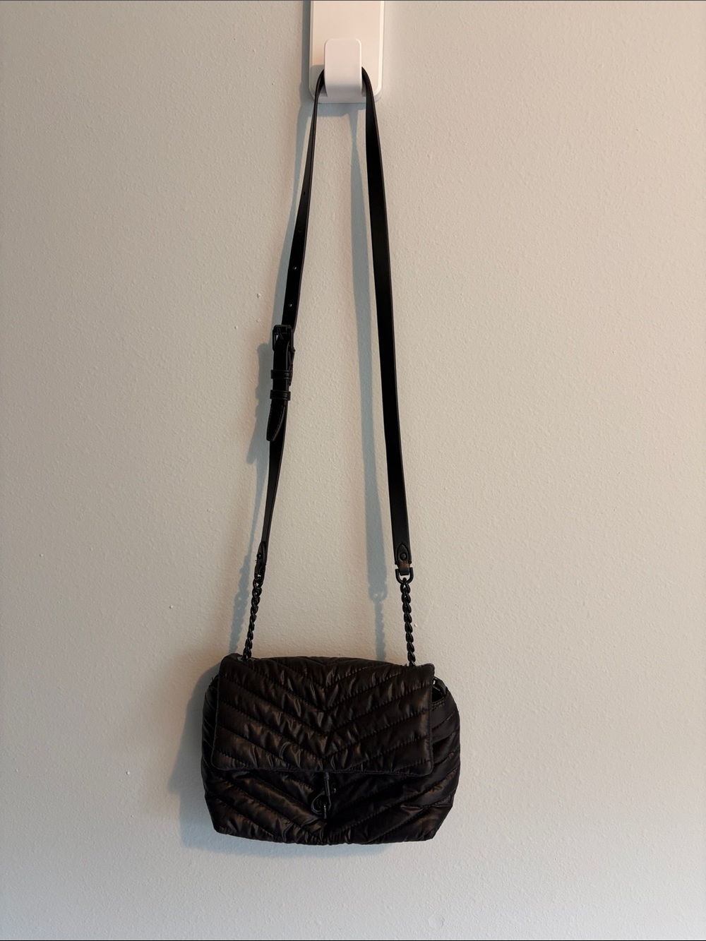 Rebecca Minkoff Black Quilted Crossbody with Chain Strap